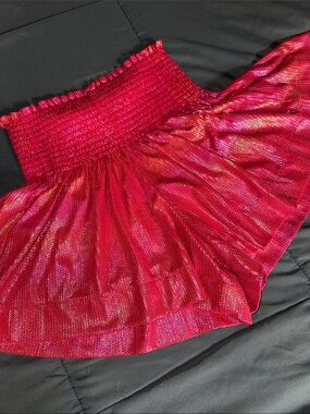 Queen of sparkles red metallic swing shorts